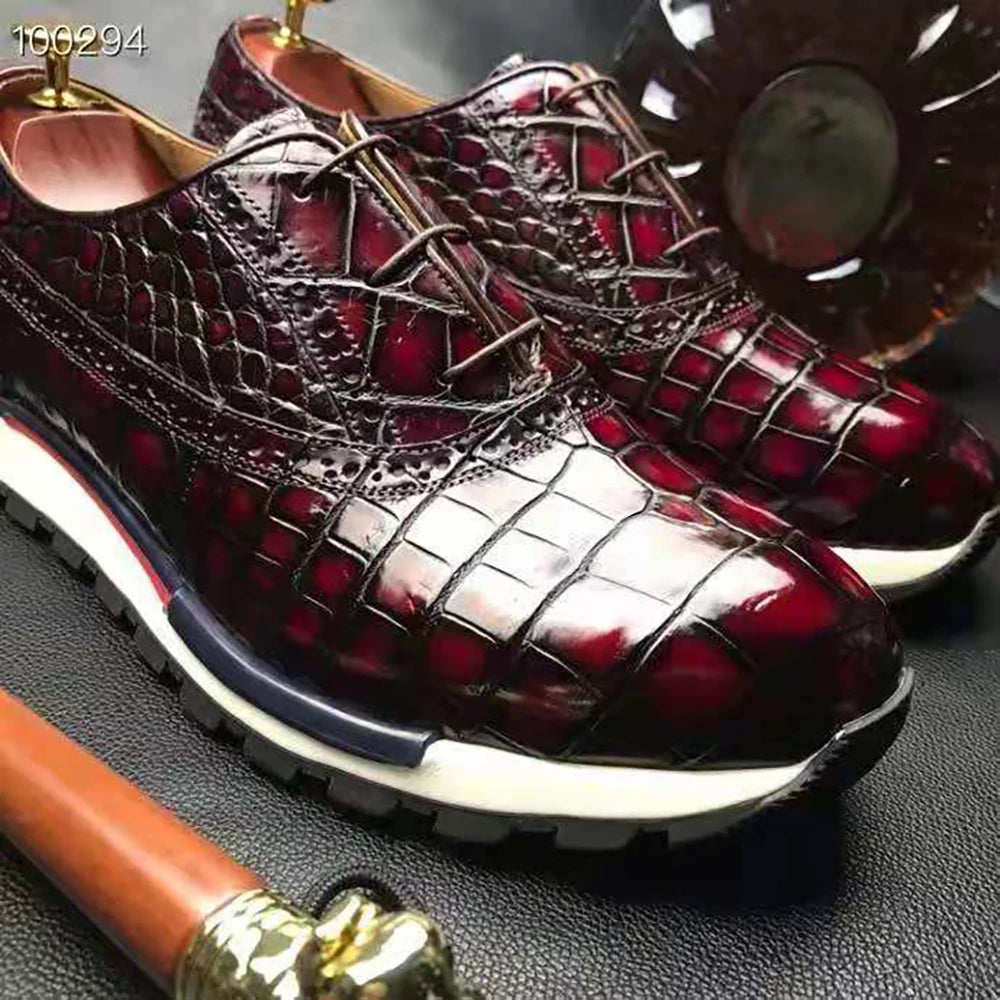 High Quality Elegant Men Shoes Sneakers Luxury Genuine Crocodile Leather Men Walking Shoes Goodyear Custom Business Mens Shoes