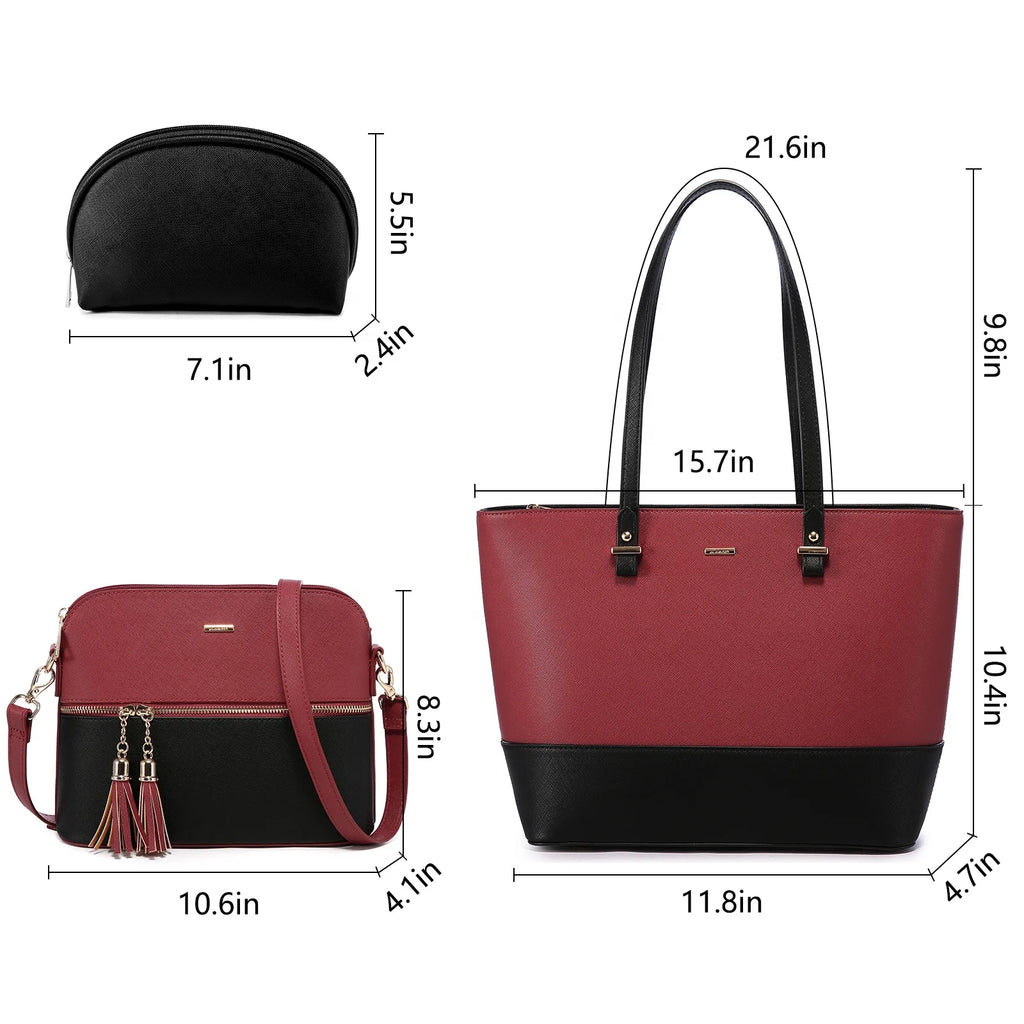 LOVEVOOK Wholesale 2022 3PCS Luxury Designers Woman Purse and Handbags Set PU Leather Shoulder Bags Women's Tote Bags