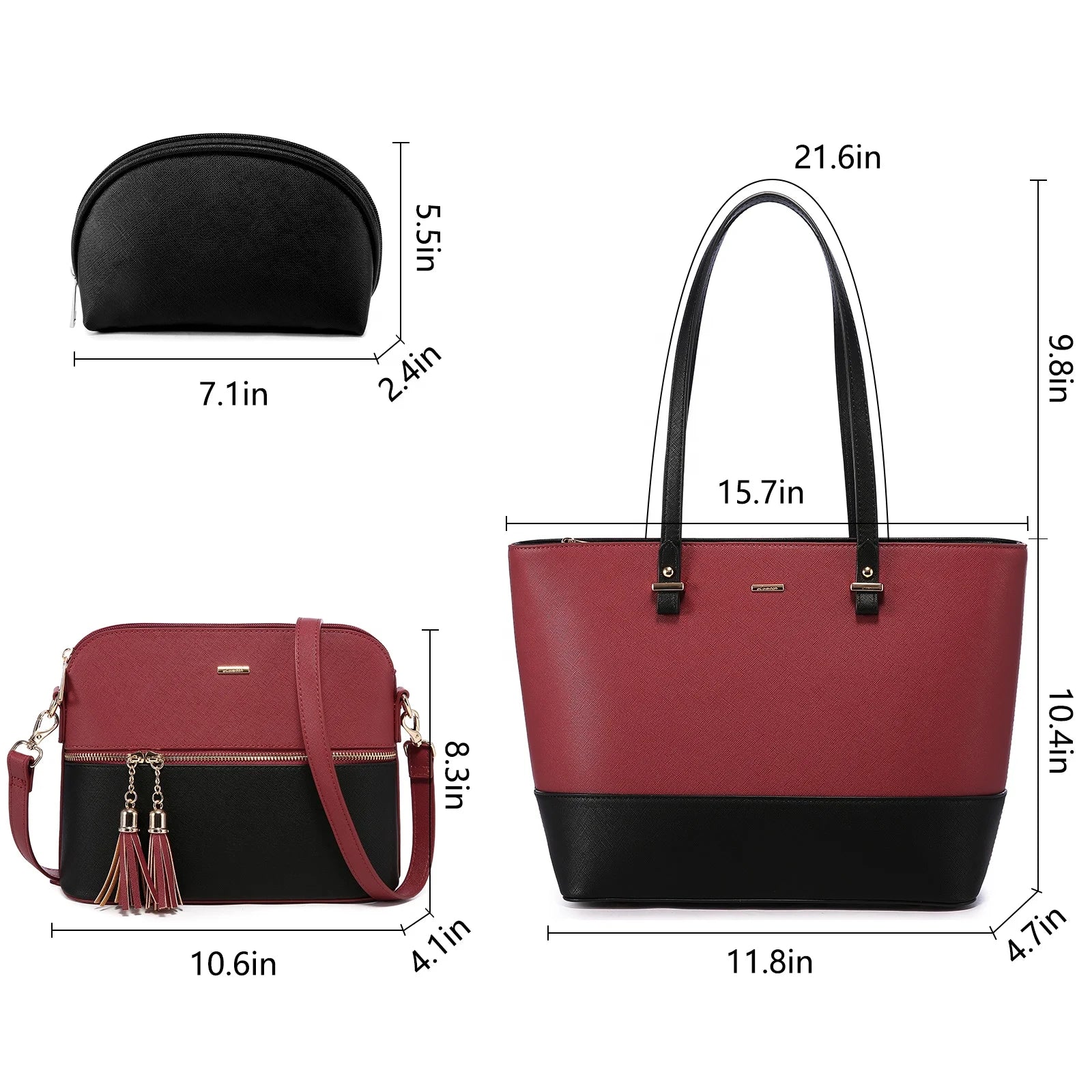 LOVEVOOK Wholesale 2022 3PCS Luxury Designers Woman Purse and Handbags Set PU Leather Shoulder Bags Women's Tote Bags