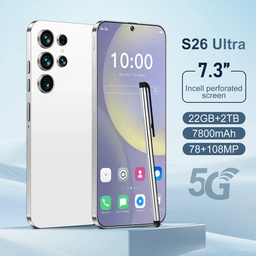 2025 New Original Phones S26 ultra 5g Smartphones 22GB+2TB 5G Dual SIM Cellphone Mobile Phone Face Unlock Android 14 5G Phone - Tidesmit