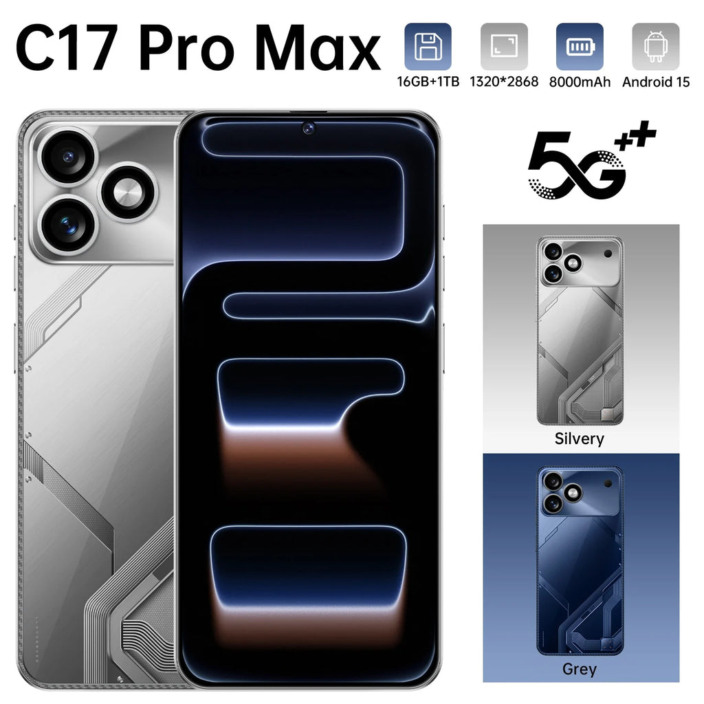 Tidesmit 5G Smartphone: 16GB RAM, 1TB Storage, 7.3-inch AMOLED Silver Tidesmit