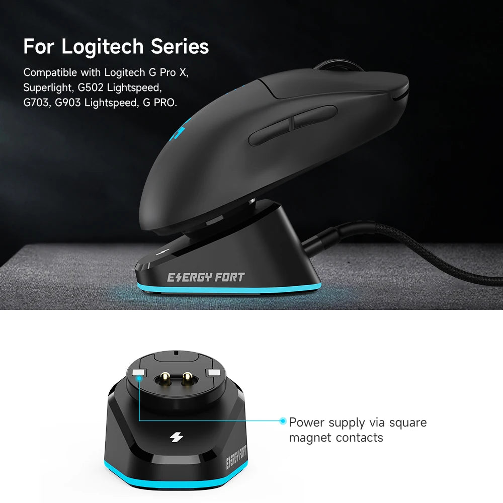 Power bank charger-Charger Dock for Logitech Mouse G PRO X SUPERLIGHT 2 G502 X Plus G703 G903 G PRO Wireless USB Hub Gaming Mice Charging Station Tidesmit