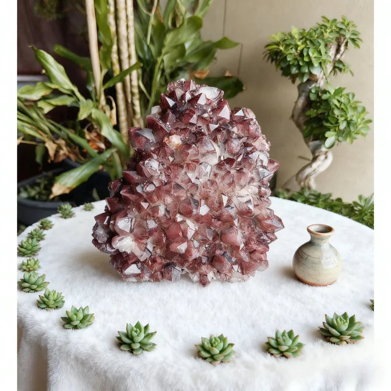 Red Rare Mineral Crystal Cluster Specimens Natural Strawberry Fluorite Mineral Sample Healing Raw Rough Stone Decoration 5-10cm