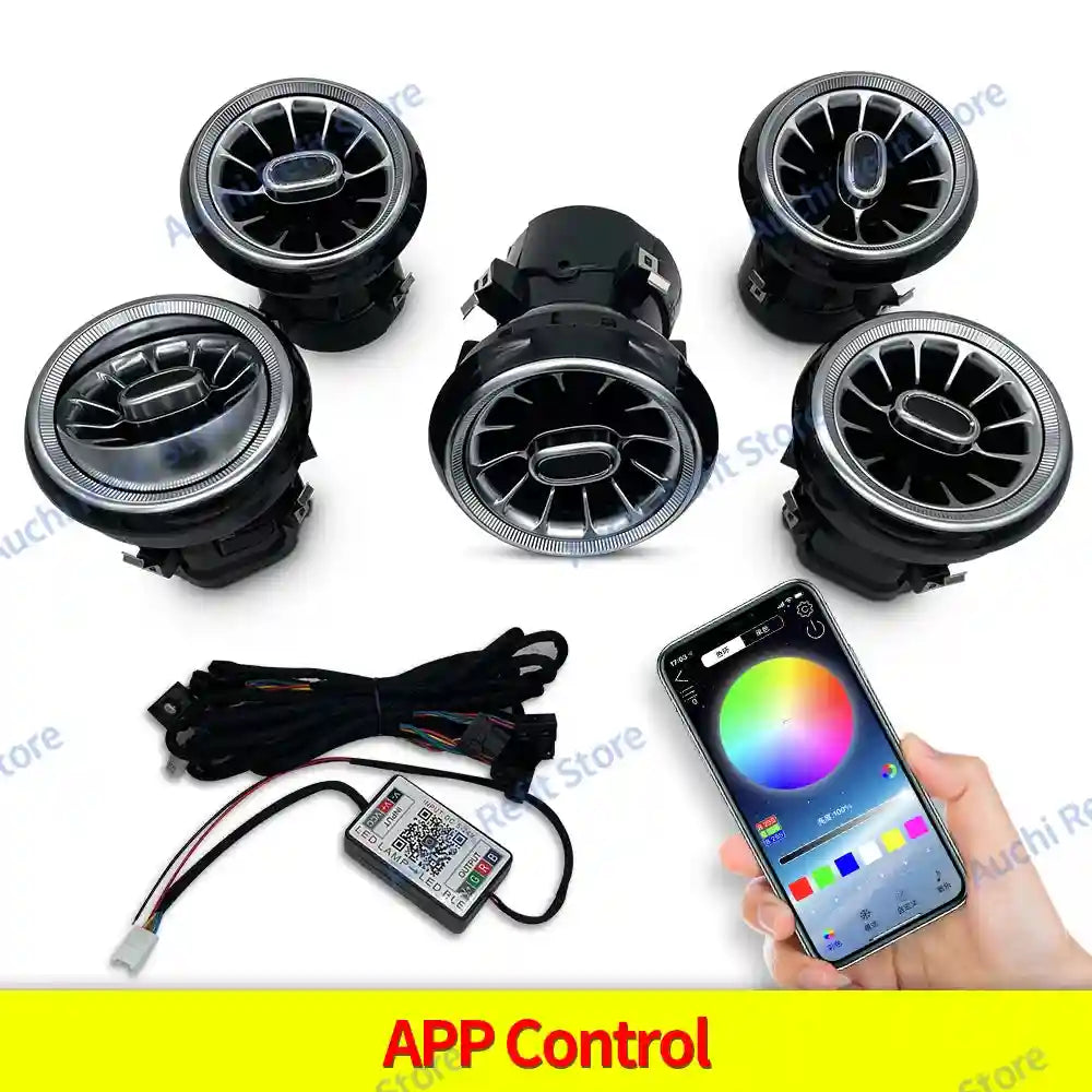 Mercedes-Benz LED Ambient Air Vent Kit - 12/256 Color RGB Interior Upgrade APP 256 Colour Vent CN Tidesmit