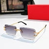 High End Luxury Diamond Sun Glasses Women Men Rimless Shades Trendy Brand Designer Frameless Sunglasses Unisex