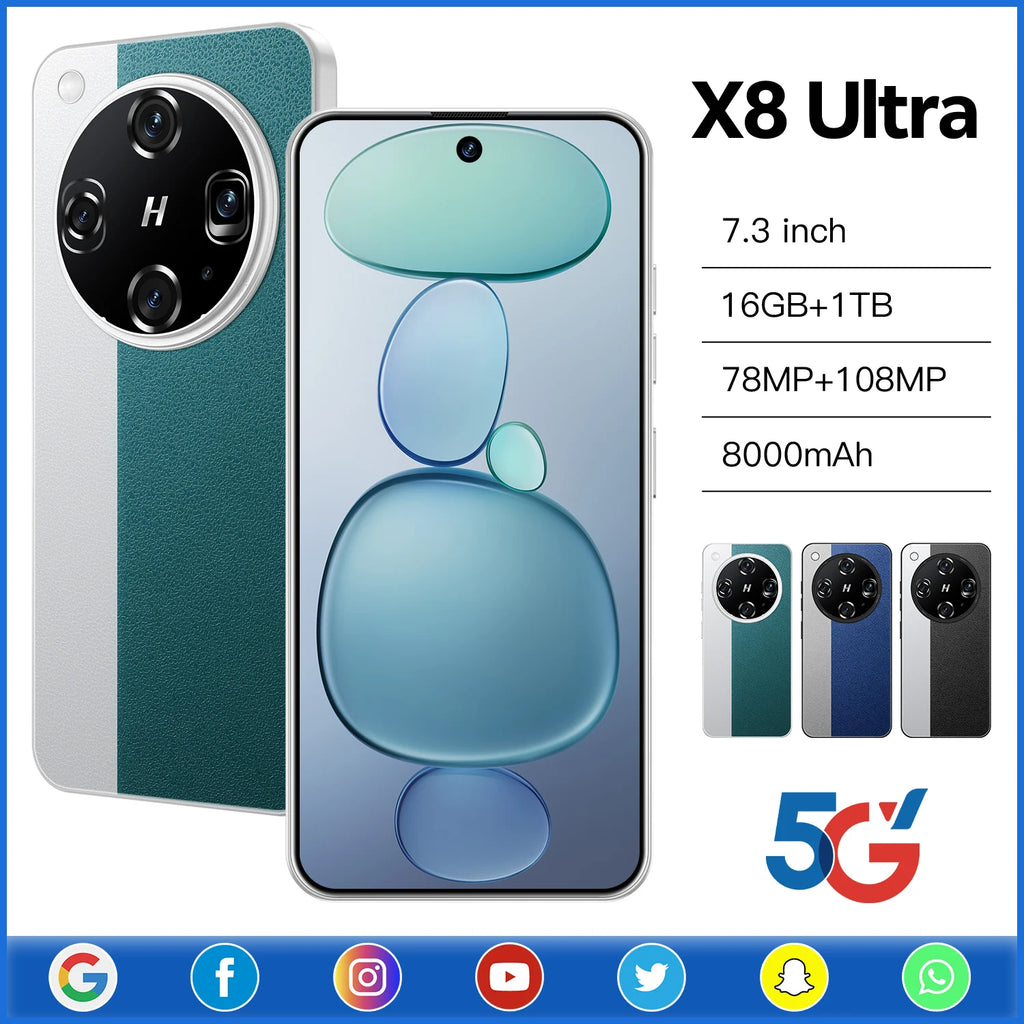 5G Smartphone 16GB RAM 1TB Storage 7.3 Inch HD AMOLED Display Tidesmit