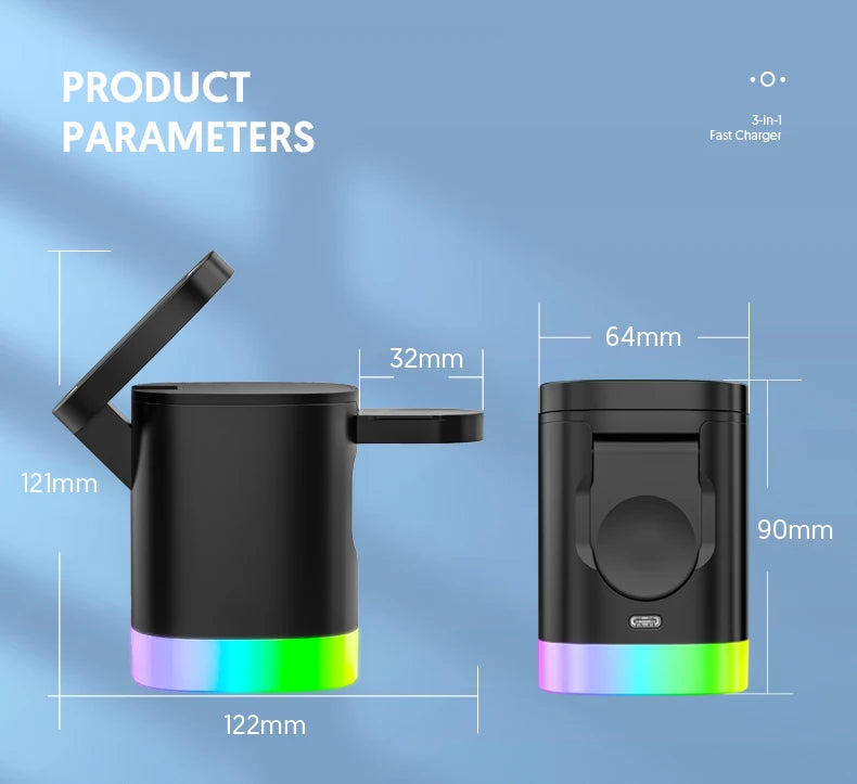 Power bank charger-Newly Fast High Version 15W Multifunctional Mobile Phone Stand Holder 5 in 1 Magnetic 3 in 1 Wireless Charger Tidesmit