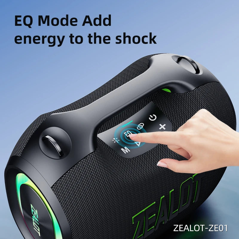 Bluetooth Speaker -ZEALOT ZE01 120W Wireless Speakers with Subwoofer, IPX6 Waterproof RGB Light, Deep Bass, TWS/TF/AUX/EQ Outdoor for Party Beach