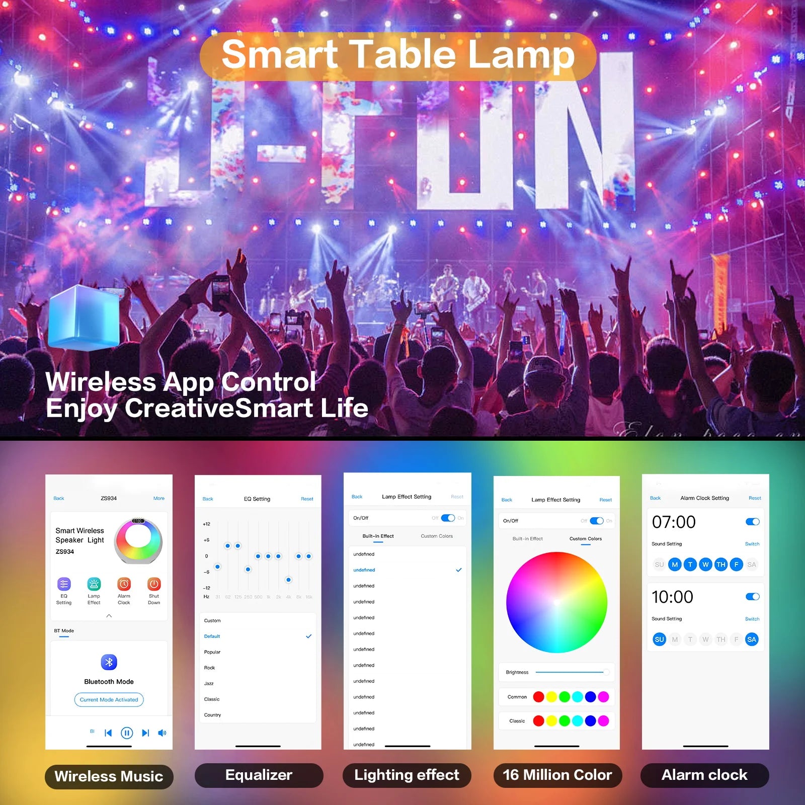 New Style Portable Wireless Gaming Speaker with Mixed Colorful LED Alarm Clock Lights Multifunction Outdoor Party Smart Speaker My Store