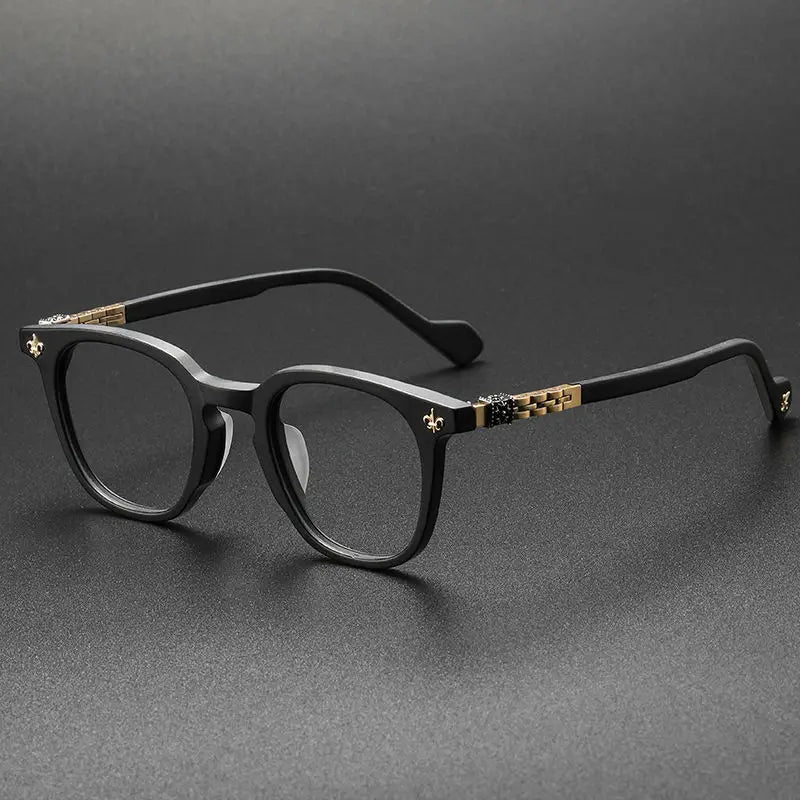 9681 Designer Brand Luxury Eyeglasses Montura Gafas Retail Eyewear Frames with Titanium and AC Lens Printed Pattern