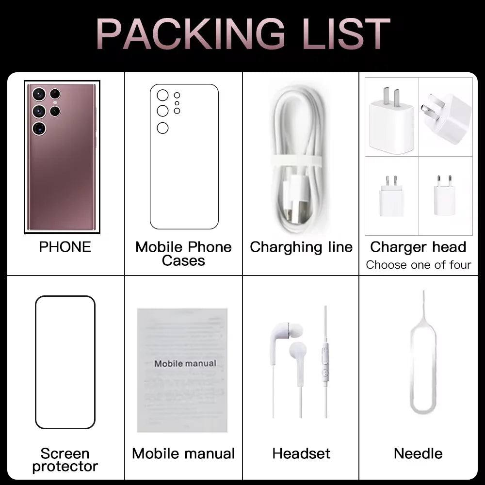 Newest Note30 Ultra Big Screen 5G Android Smart Phone 7.3-inch Water Drop Screen 16GB +1TB Fingerprint Unlocked Mobile Phone - Tidesmit