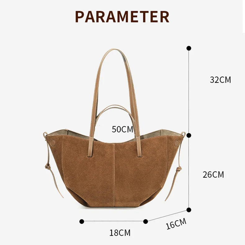 Tote Bag Manufacturer Custom OEM Ladies Luxury Designer Large Capacity Suede Genuine Leather Women Handbag Shoulder Tote Bag