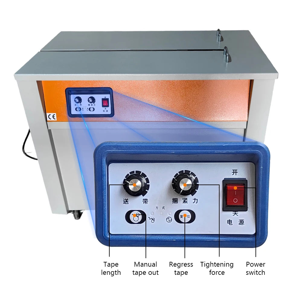 High Desk Semi Automatic Pp Strapping Machine Corrugated Box Banding Device for Goods Outer Package Consolidation Work