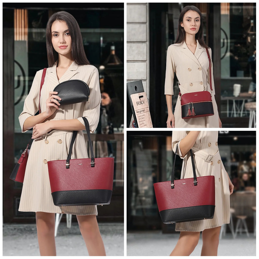 LOVEVOOK Wholesale 2022 3PCS Luxury Designers Woman Purse and Handbags Set PU Leather Shoulder Bags Women's Tote Bags