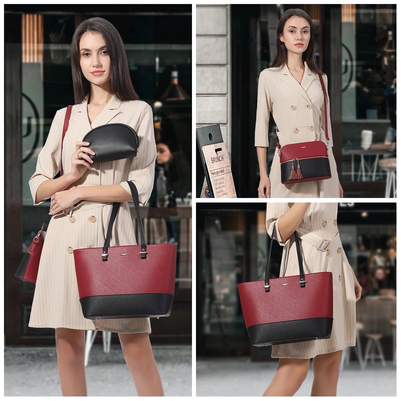 LOVEVOOK Wholesale 2022 3PCS Luxury Designers Woman Purse and Handbags Set PU Leather Shoulder Bags Women's Tote Bags