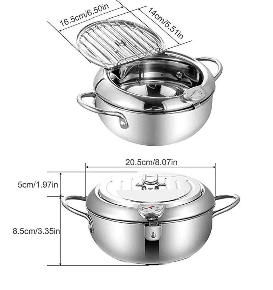 Japanese-Style Tempura Fryer Mini Oil-Saving Deep-Frying Pot Household Small Fryer with Special Temperature Control