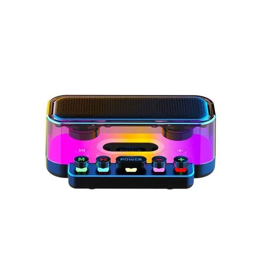 Bluetooth Speaker -Black HIFI Stereo Surround Portable Bluetooth RGB Lights Wireless Bluetooth Speaker PA Desktop Speaker for Outdoor Home Party