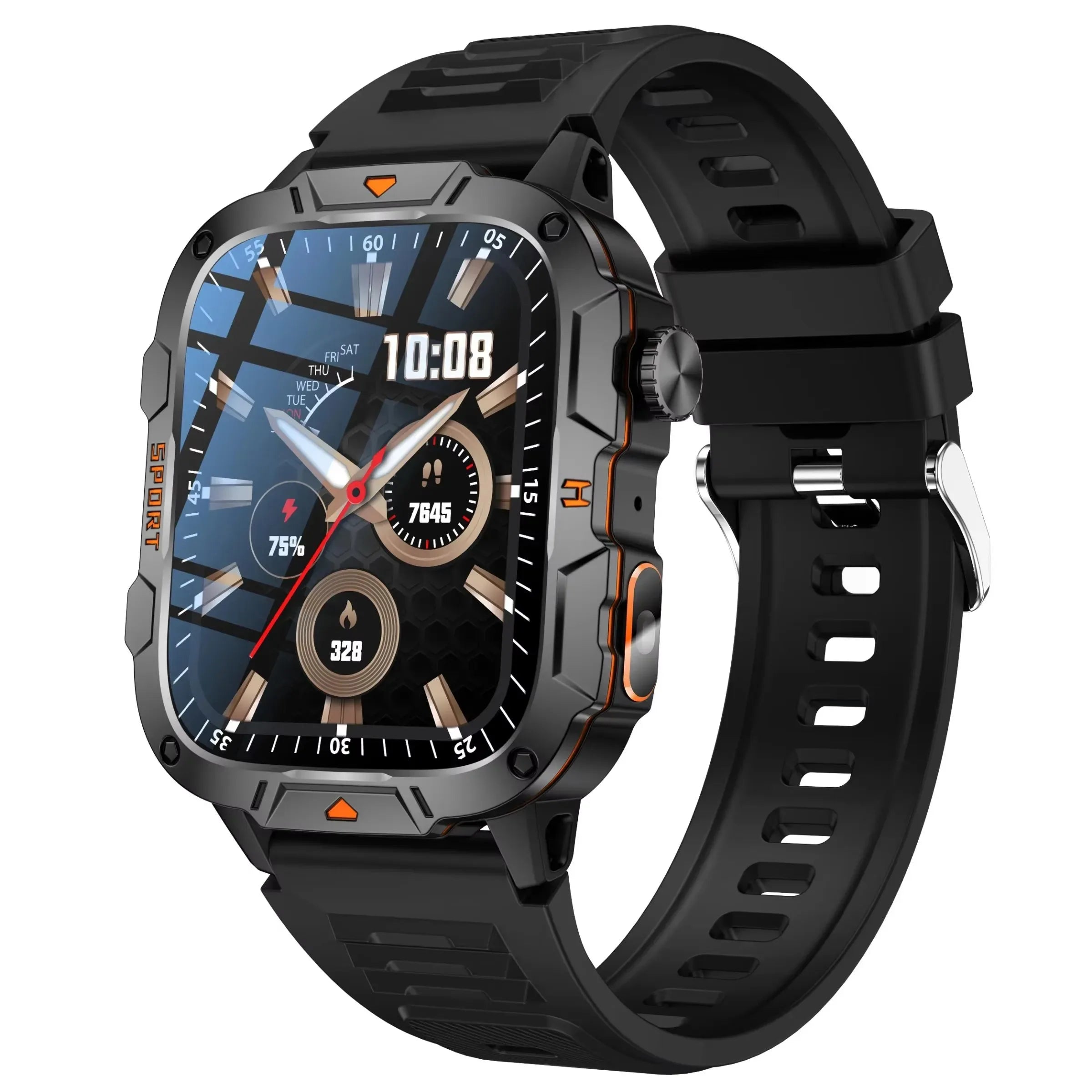 2025 Sports Fashion Flash Light Smart Watch QX12 Reloj Inteligente Fitness Tracker 1.96 Inch BT Call Smart Watch for Men - Tidesmit