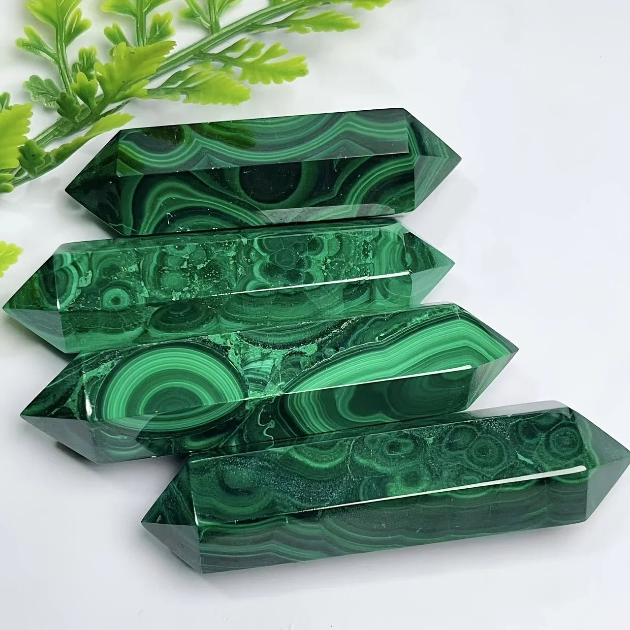 One Piece of Natural Rare Malachite Stone Double-Point Crystal Tower for Jewelry Making, Home Decor, and Holiday Gifts.