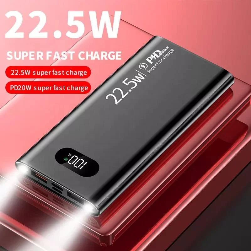 Power bank charger-PD22.5W Super Fast Charger Battery Charger With LED Flashlight Aluminium Alloy High Capacity Power Bank 10000mAh Tidesmit