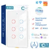 Smatrul Type C Wireless WiFi RF433 Smart Home Wall Switch with Alexa Google Home Timing Voice App Tuya Max Current 10A US 12*7.2*3.84cm White 6gang Us Standard Tidesmit