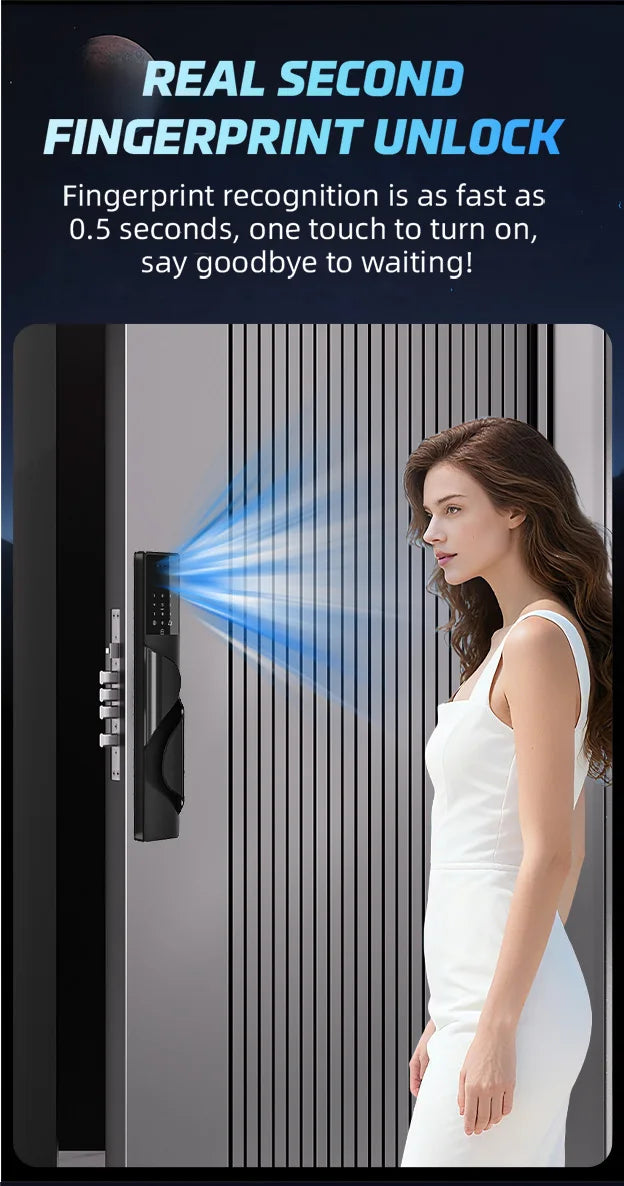 Tuya App Security Lock, Waterproof Smart Door Locks with 3D Face & Palm Recognition Camera Video, Smart Lock Suitable for Israel