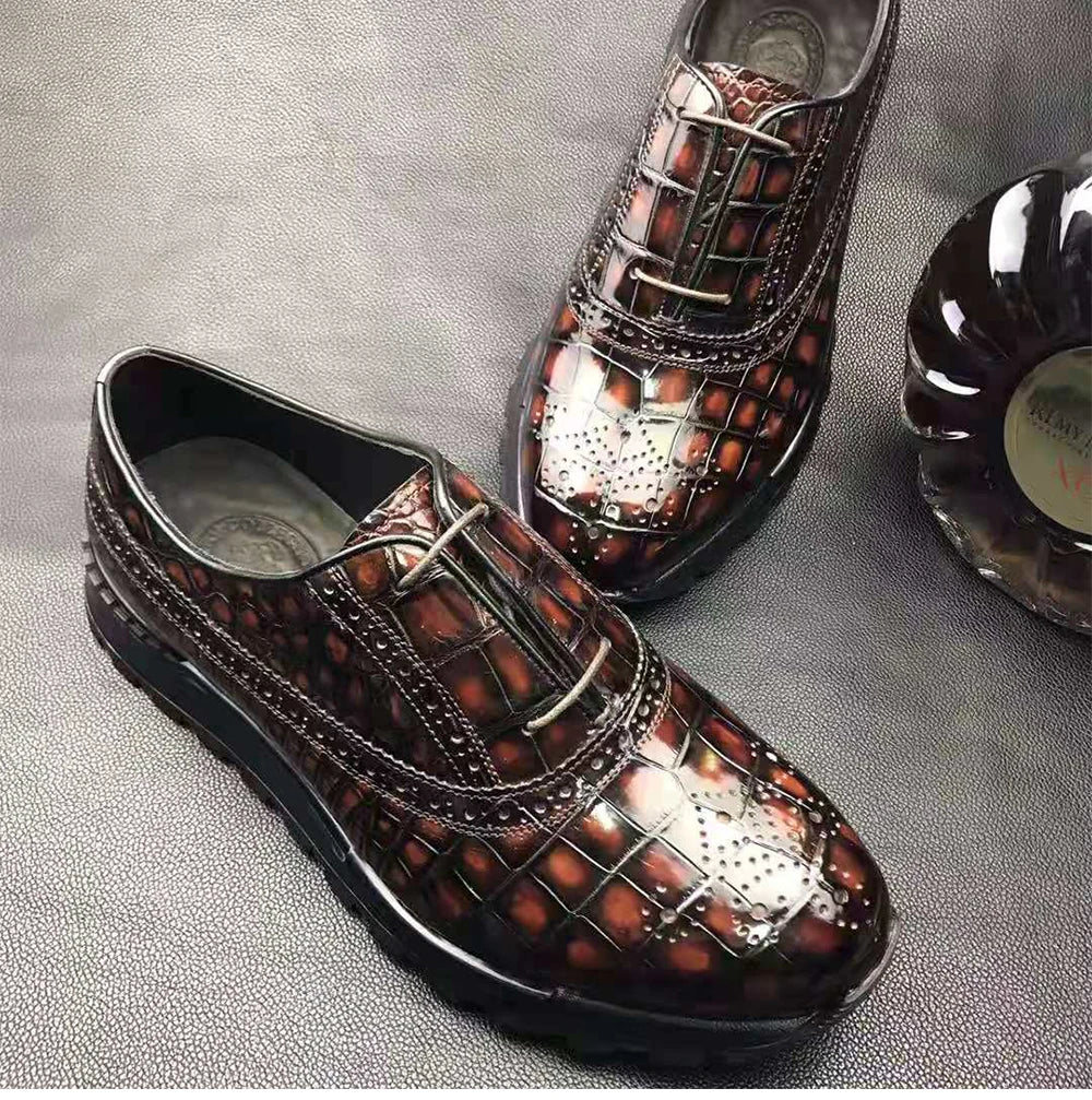 Goodyear New Arrival Sport Shoes Men Sneaker Luxury Genuine Alligator Leather Walking Style Shoes Man Luxury crocodile Shoes Men
