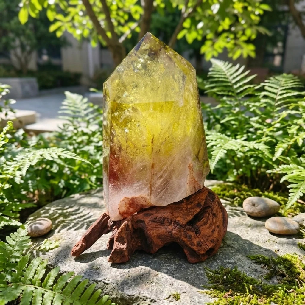 Factory Price Rare Ciyrine Tower  Quartz Crystal  Unique Point with  Drifting Base for Home Ornament & Fengshui