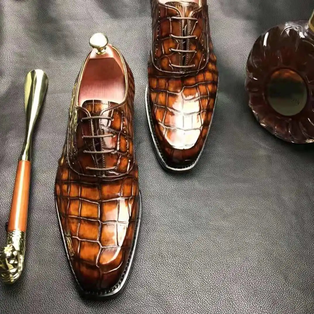 Goodyear Zapatos Para Hombre crocodile Italian Branded Shoes Men alligator Formal Men Shoes Wholesale Alligator Party Shoes Men