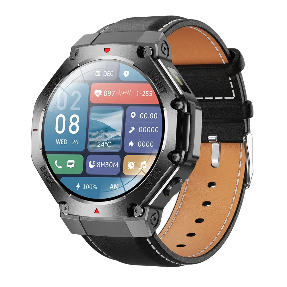 2024 TR3 MAX Men Outdoor Sports Smartwatch 1.53Inch Round BT Call Health Monitoring Smart Watch with Flashlight - Tidesmit