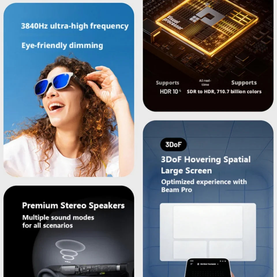 XREAL Xbx A01 VR AR Glasses Ultra-Lightweight 62g Supports HDR10 1600 Nits 50-Degree FOV for Watching Movies and Gaming