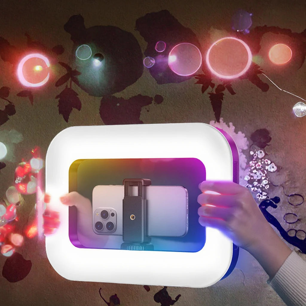 Handheld RGB LED Ring Video Light for Smartphone Outdoor Vlogging with Stabilizer Bracket and Tripod for Phone Use Tidesmit