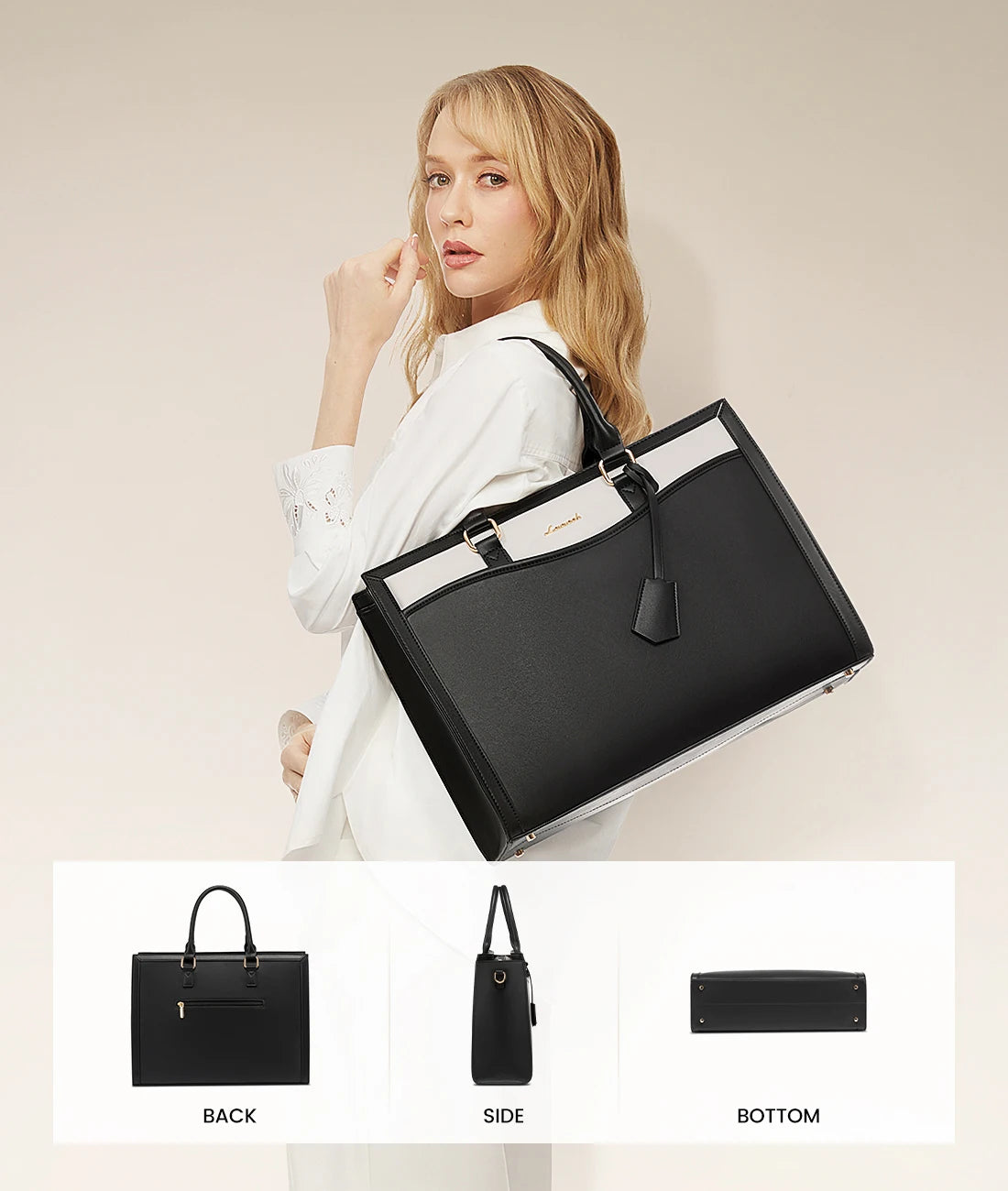 LOVEVOOK 2024 Hot Sales Business Shoulder Bag Computer Tote Bag Handbag Waterproof Luxury Customize Leather Laptop Bag for Women