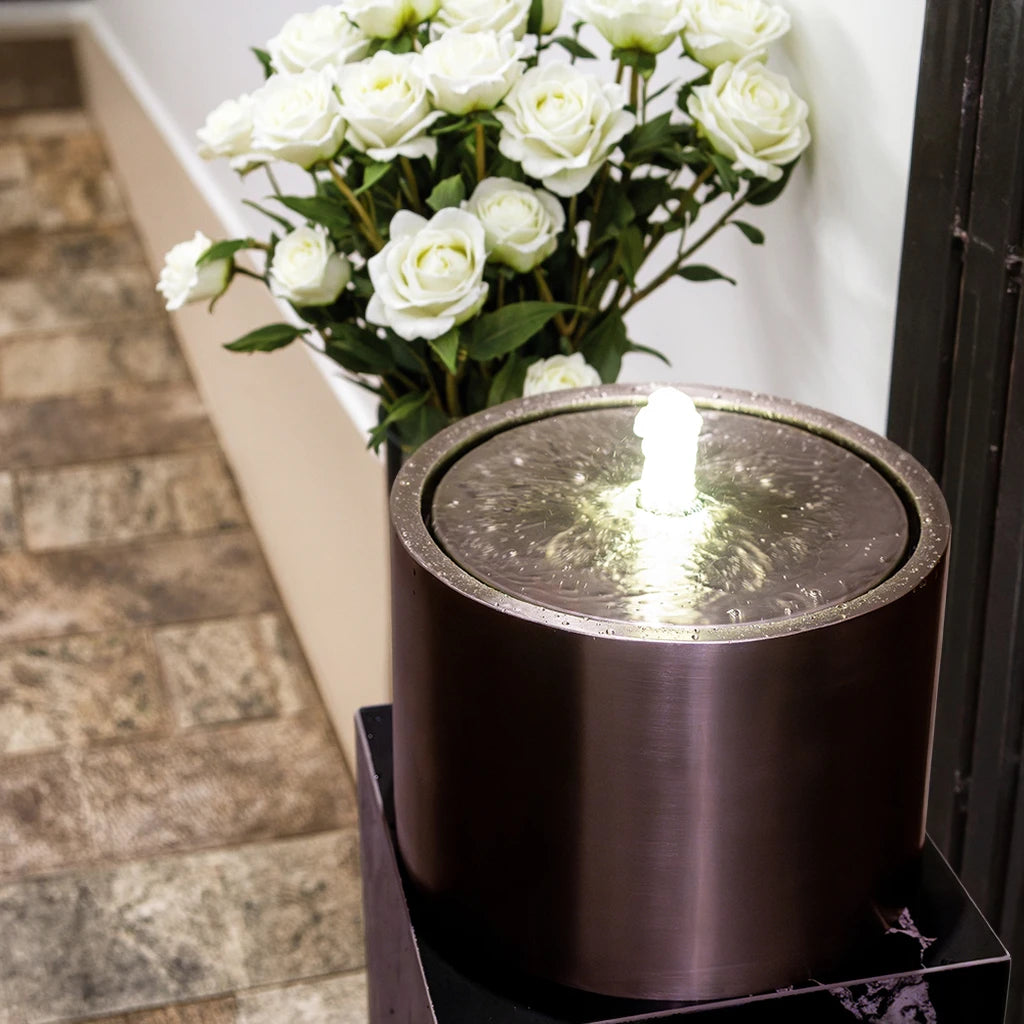 Stainless Steel Waterfall Fountain with LED Lights for Home/Living Room/Garden/Table/ Decoration Gifting Item Tidesmit