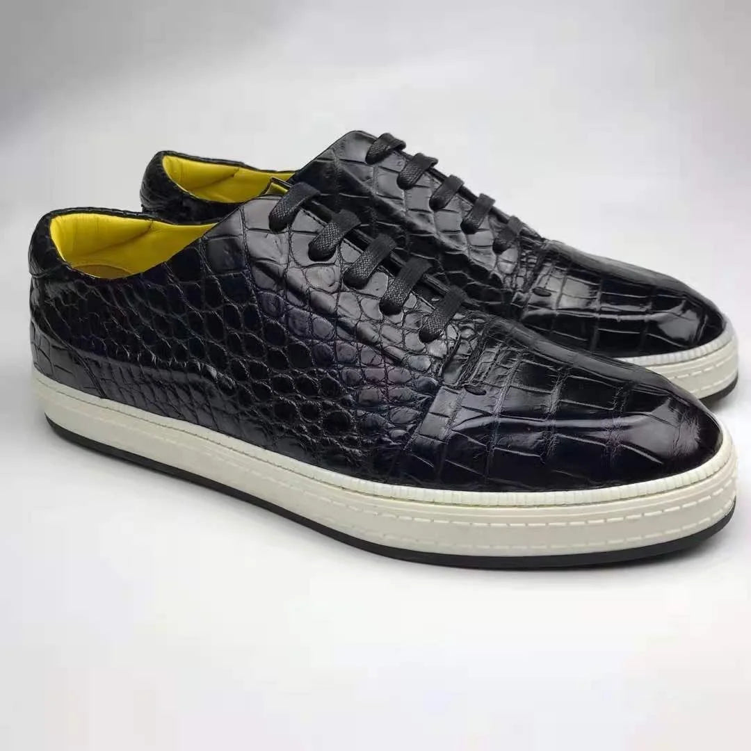 Crocodile Leather New Comfortable China Shoes Men's Sneakers Handmade Ladies Shoes Sneakers Custom Walking Sports Shoes Men