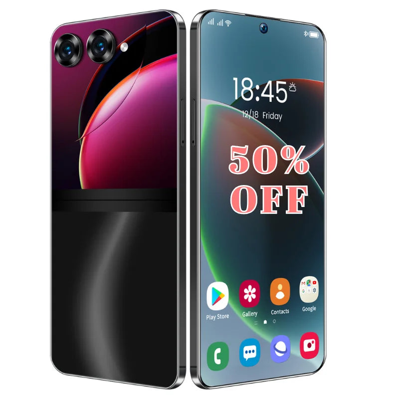 Tidesmit S25 5G smartphone with 7.3 inch 4K screen, dual SIM, massive RAM and storage in a 2024 hot style design.