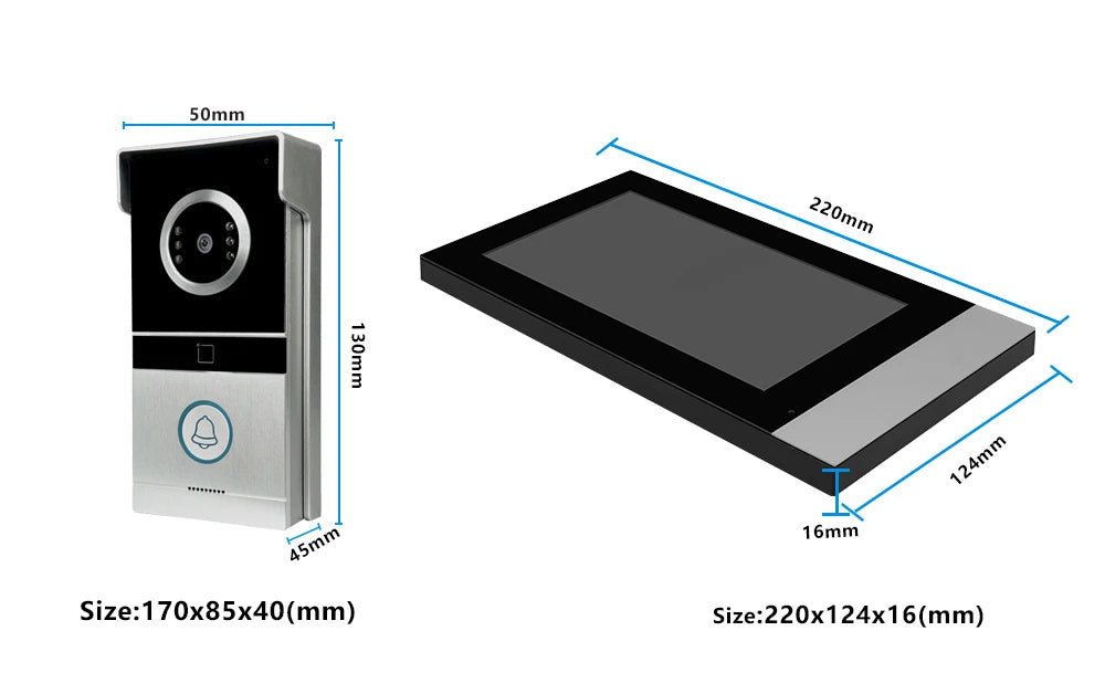 Tuya Smart App Remote Control ID Card Unlock Recording Smart Wifi Video Door Phone Doorbell Intercom System for Villa Tidesmit