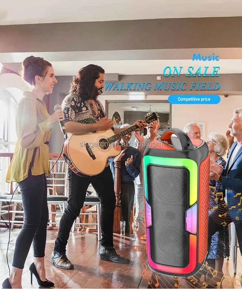 JQS4407 Portable Dual 4 Inches Battery Powered Rechargeable USB AUX Party Bt Speaker with Optical Input Led Speakers My Store