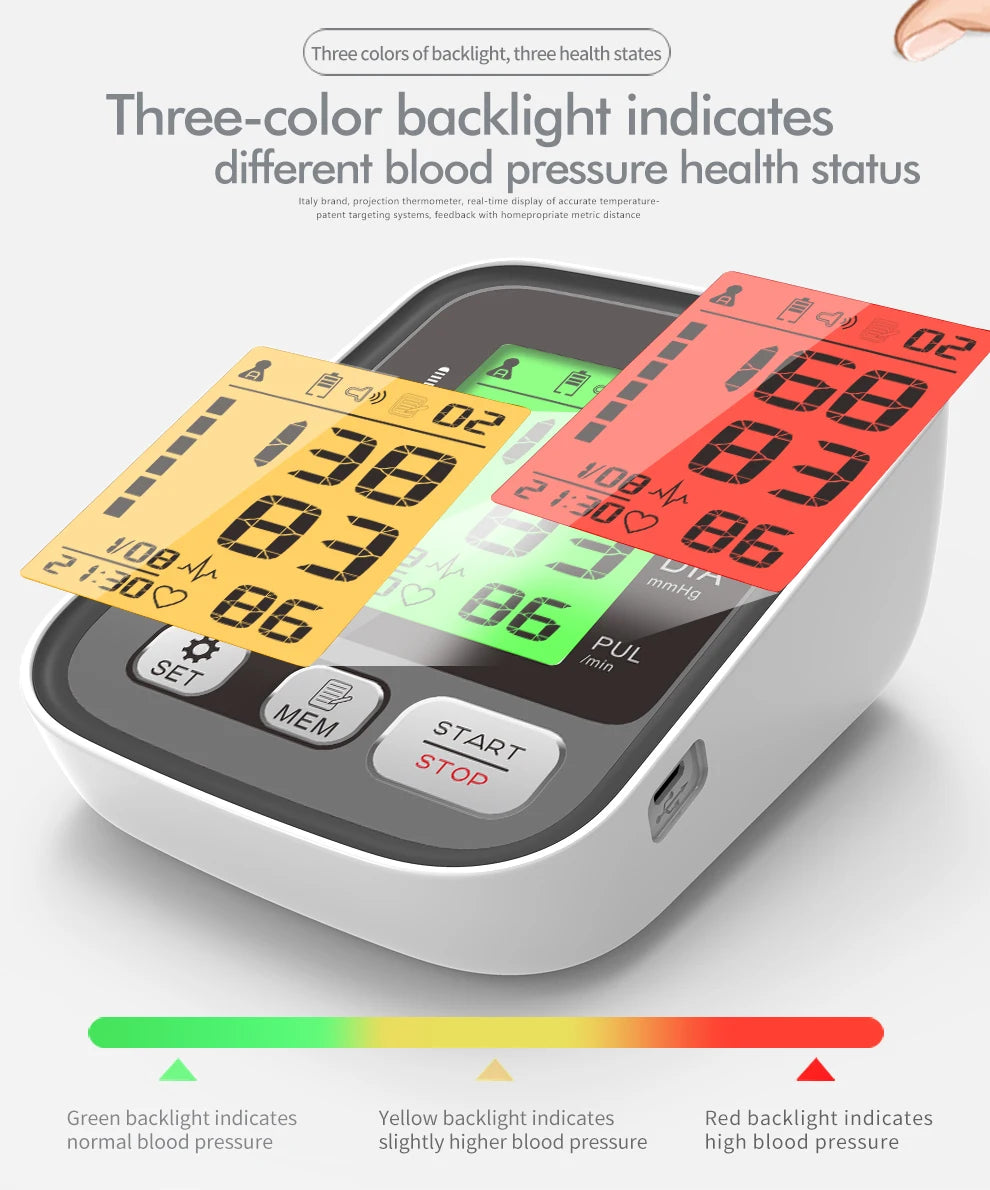 JianYouCare Digital LCD arm tensiometers Blood Pressure Monitor Heart rate Meter Large Cuff Sphygmomanometer Portable Tonometer