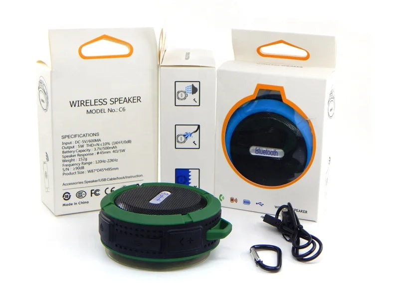 Bluetooth Speaker -New C6 Active Wireless Speaker Mobile Phone Waterproof with Microphone MP3 Music BT Shower Speaker Support Tf Card