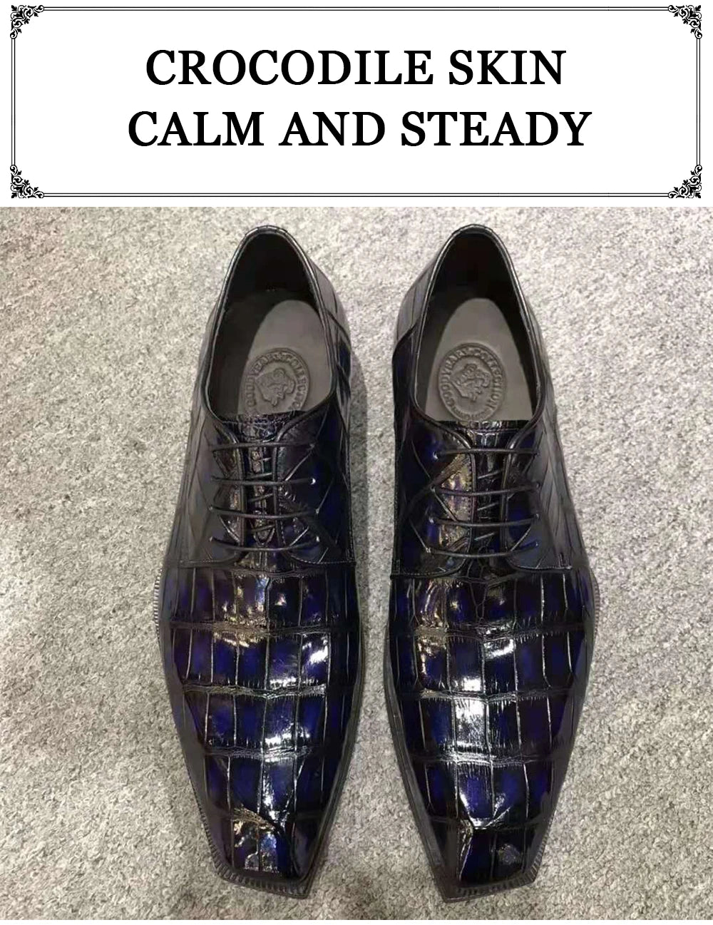 Goodyear Welted Genuine Crocodile Leather Business Dress Shoes Men Handmade Wedding Shoes Luxury Alligator Men's Dress Shoes