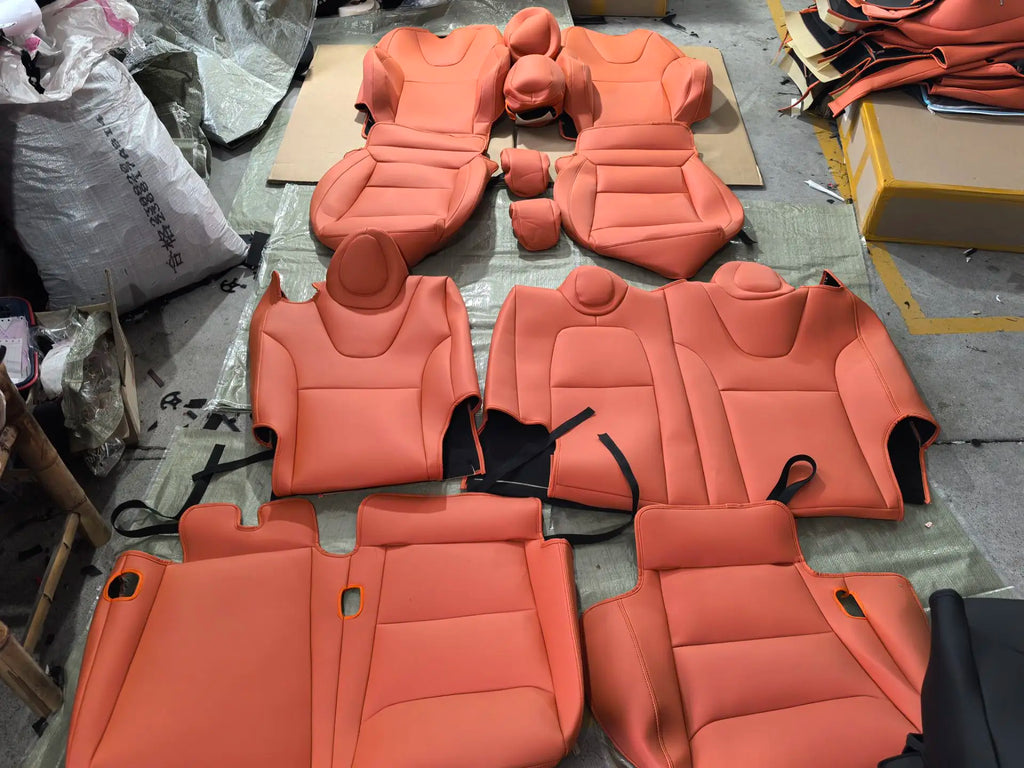 High-End Custom Napa Leather Car Seat Covers Full Set for Tesla Model 3/Y/S/X Wholesale Interior Accessories Elegant Protector