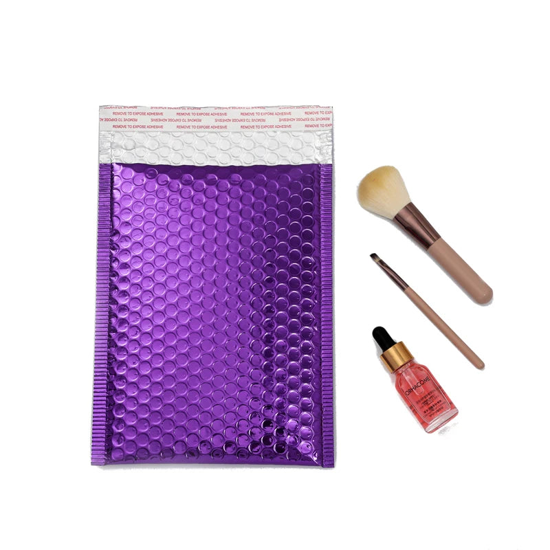 Gold Rose Gold Pink Red Green Silver Aluminum Poly Eco-Friendly Waterproof Bubble Mailer for Cosmetics Jewelry Packaging