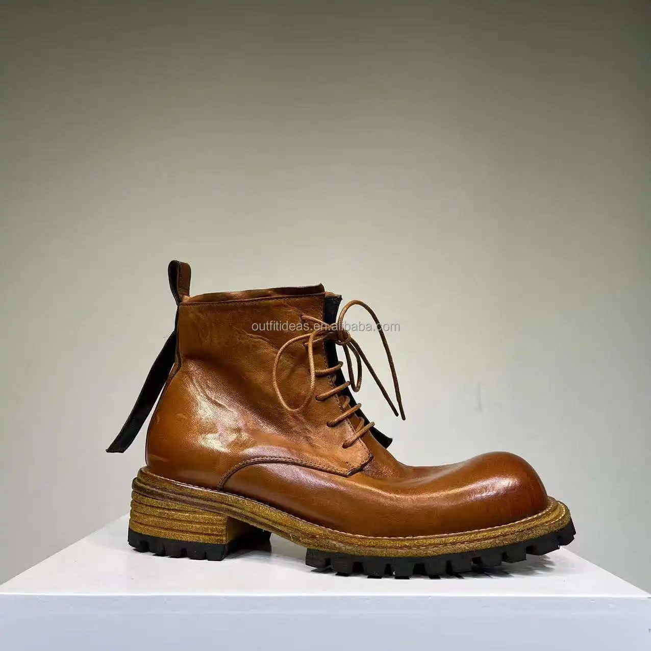 Exaggerated Toe Top Quality High-top Lace-up Men Martin Boots Leather Dress Shoes Oxfords Derby Shoe for Men Dress Shoes Oxfords