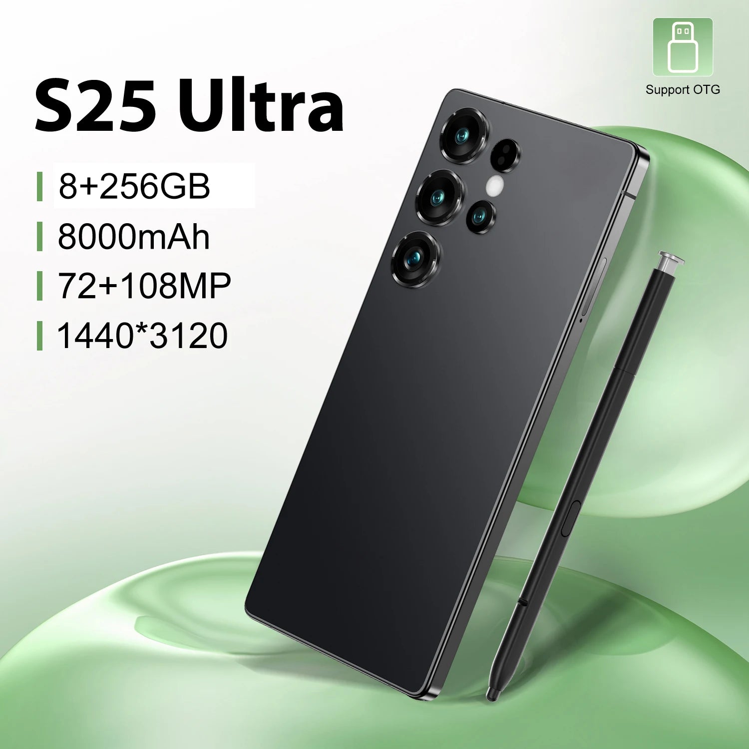 2025 New Design S25 Ultra 8GB+256GB 5G Smart Phone 7.3-Inch 48MP+108MP  10 Android 14 Smartphone - Tidesmit