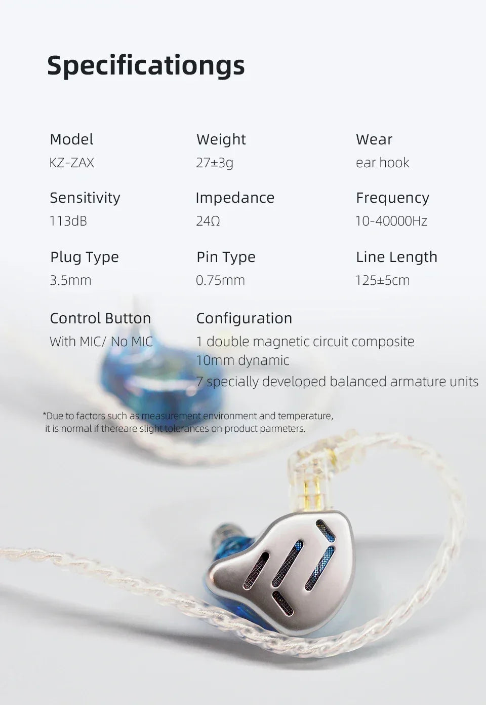KZ ZAX 16-Driver Hybrid HiFi In-Ear Monitors by Tidesmit Tidesmit