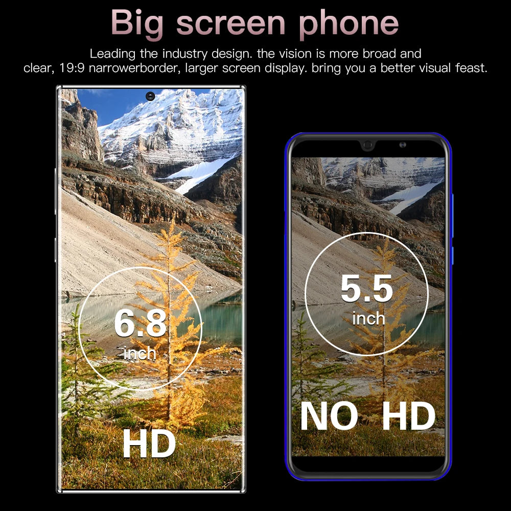 Note30 Ultra Original 5G Smart Phone 48MP+108MP HD Beauty Camera 16GB+1TB Memory 7.3inch Android13 Decacore CPU - Tidesmit