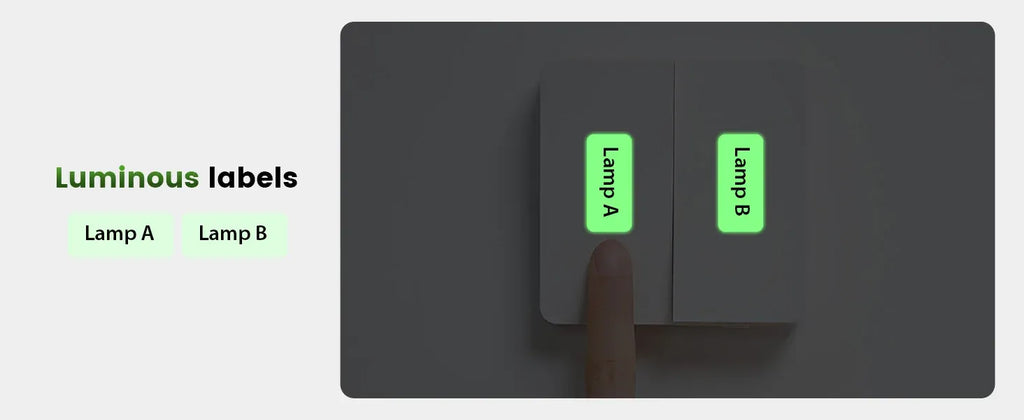 Luminous label demo for dark visibility with handheld placement