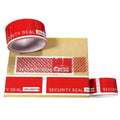 Red security seal carton sealing tape, applied across cardboard with VOID pattern