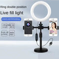 Durable Plastic 6-Inch Dual-Position Ring Fill Light LED Photography Desktop Disc & Mobile Phone Bracket Black Tidesmit